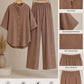 Women's Premium Relaxed Co-Ord Set – Dusty Rose Brown  | Article 002