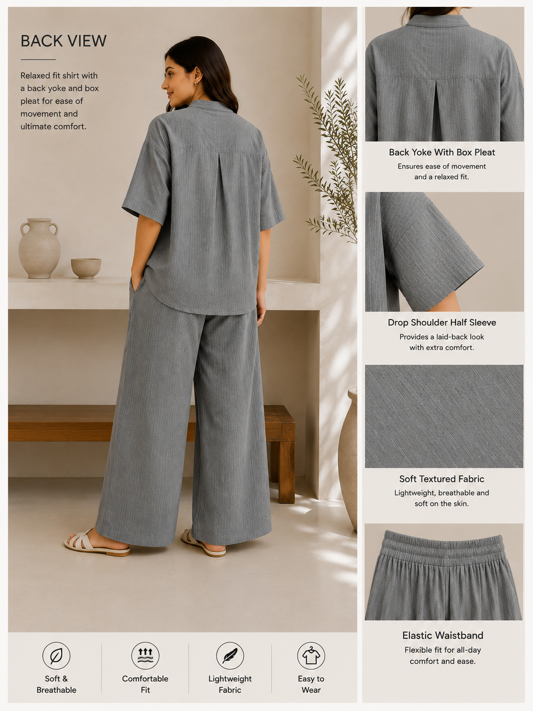 Women's Premium Relaxed Co-Ord Set – Grey | Article 003