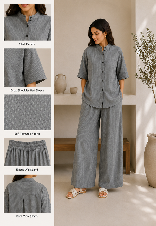 Women's Premium Relaxed Co-Ord Set – Grey | Article 003