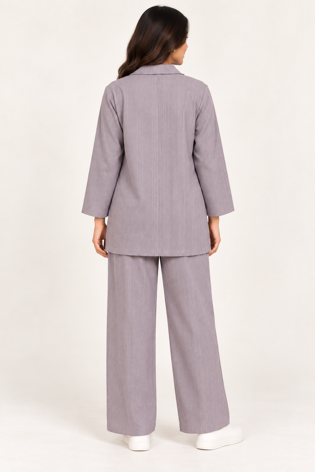 WOMEN’S LUXE WAFFLE TEXTURED COTTON CO-ORD SET-DUSTY LAVENDER