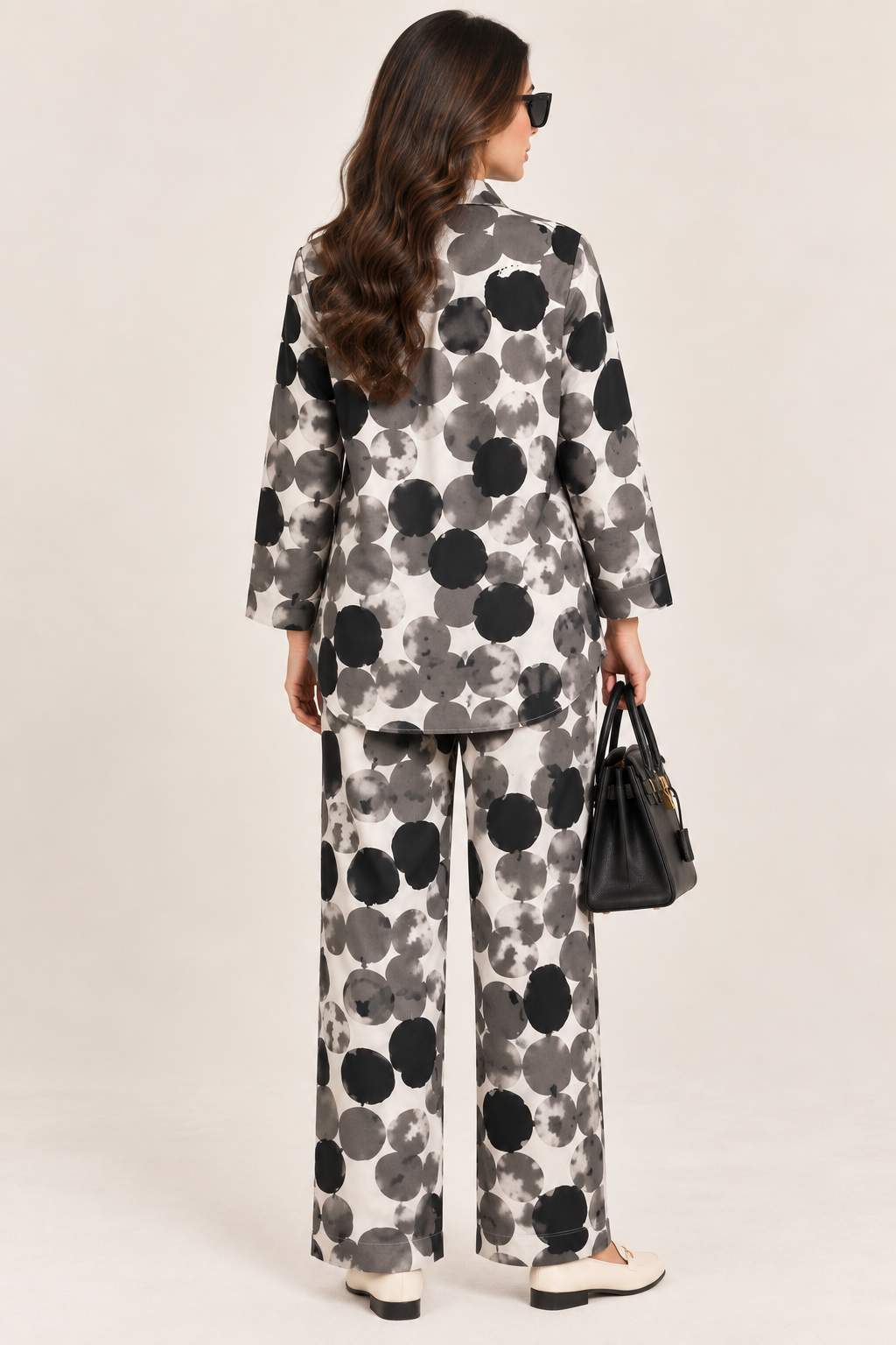 WOMEN’S PREMIUM TEXTURED COTTON CO-ORD SET-MONOCHROME ABSTRACT 🖤🤍