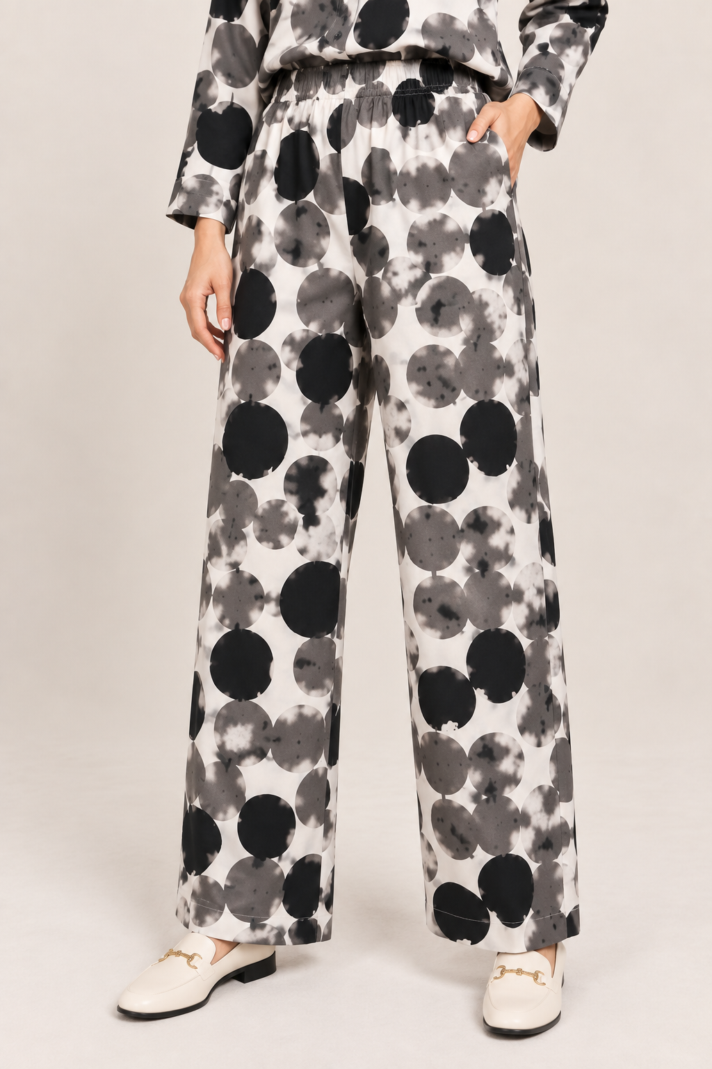 WOMEN’S PREMIUM TEXTURED COTTON CO-ORD SET-MONOCHROME ABSTRACT 🖤🤍