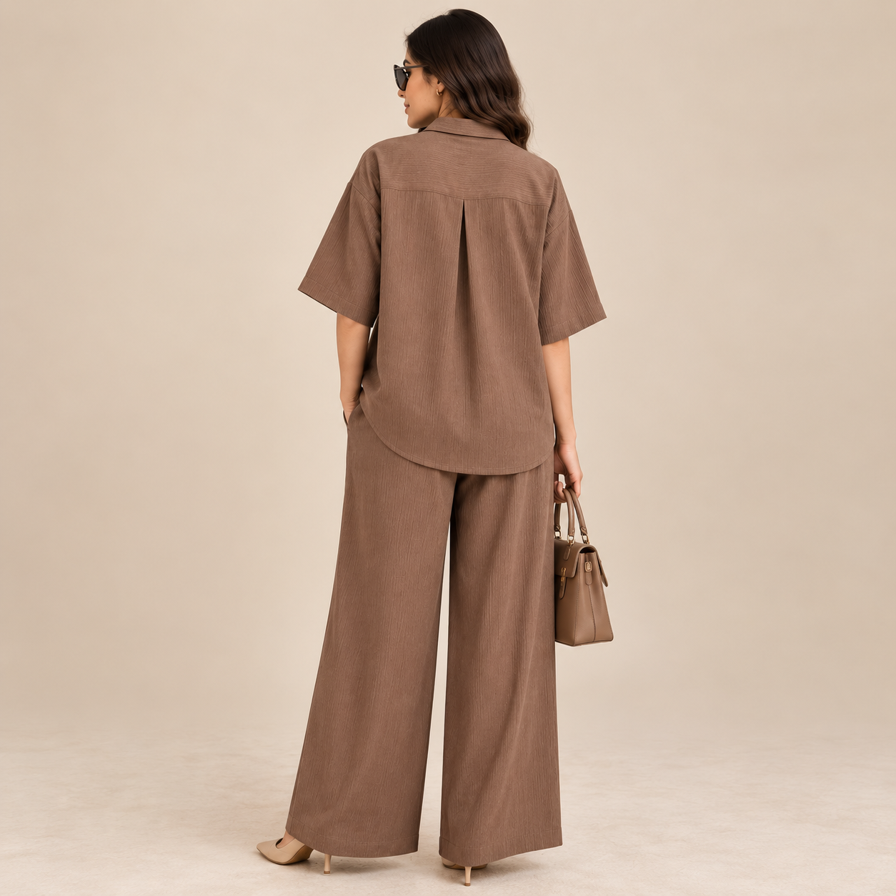 WOMEN'S PREMIUM RELAXED CO-ORD SET – DUSTY ROSE BROWN