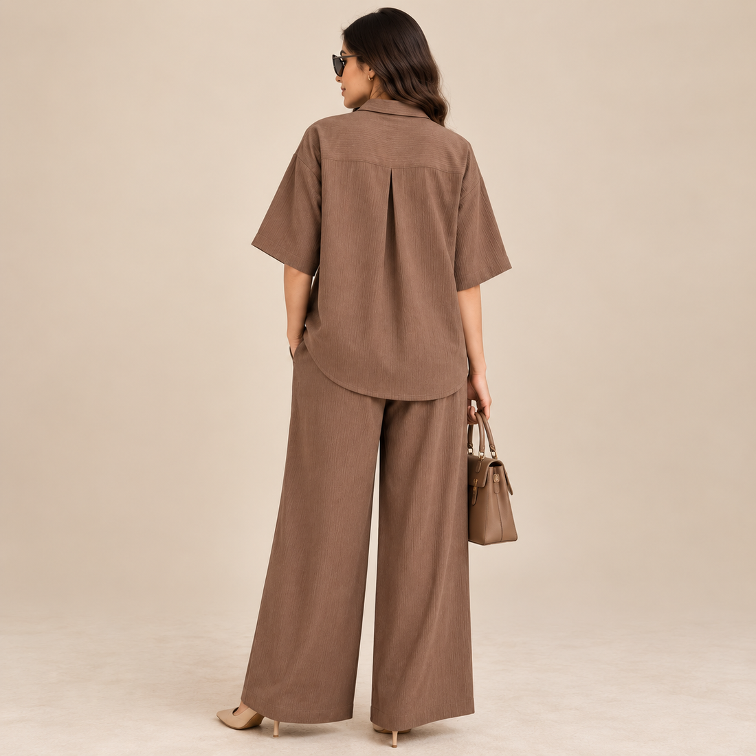 WOMEN'S PREMIUM RELAXED CO-ORD SET – DUSTY ROSE BROWN