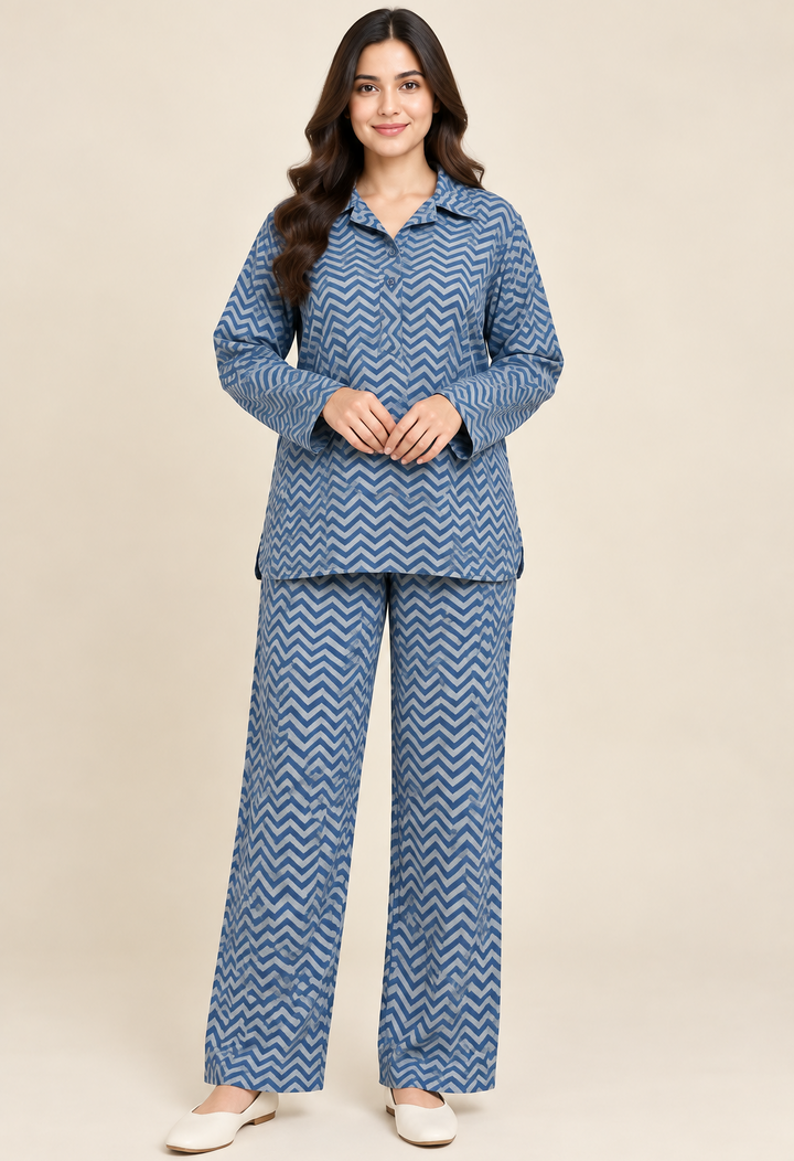 WOMEN'S PREMIUM TEXTURED CO-SET- LUXE BLUE CHEVRON