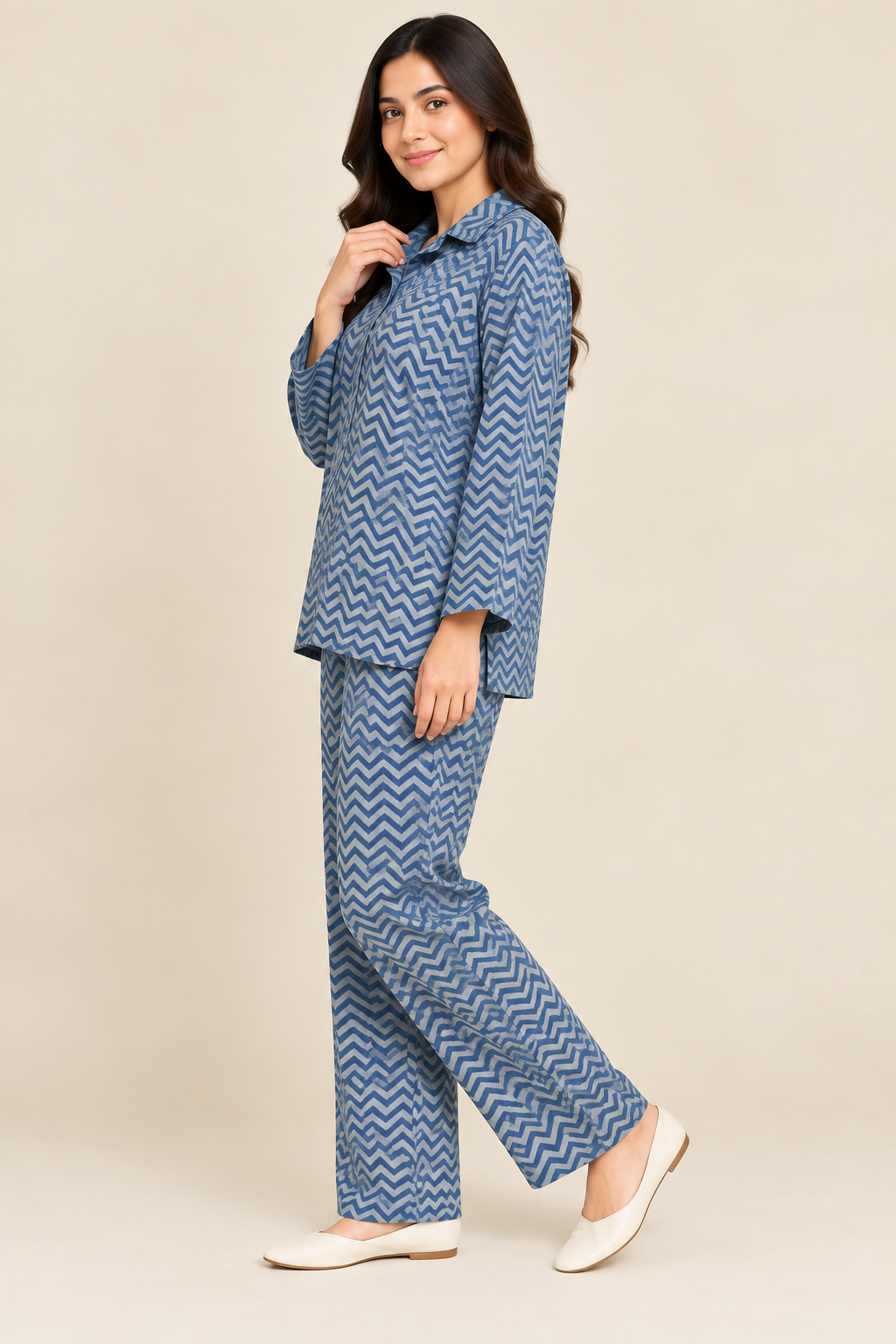 WOMEN'S PREMIUM TEXTURED CO-SET- LUXE BLUE CHEVRON