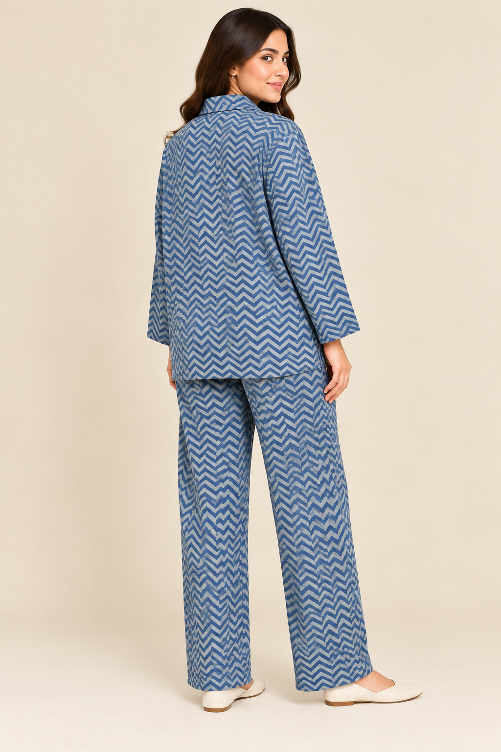 WOMEN'S PREMIUM TEXTURED CO-SET- LUXE BLUE CHEVRON